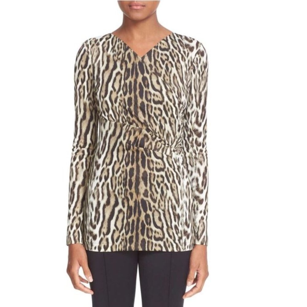Roberto Cavalli Leopard Print Jersey Top